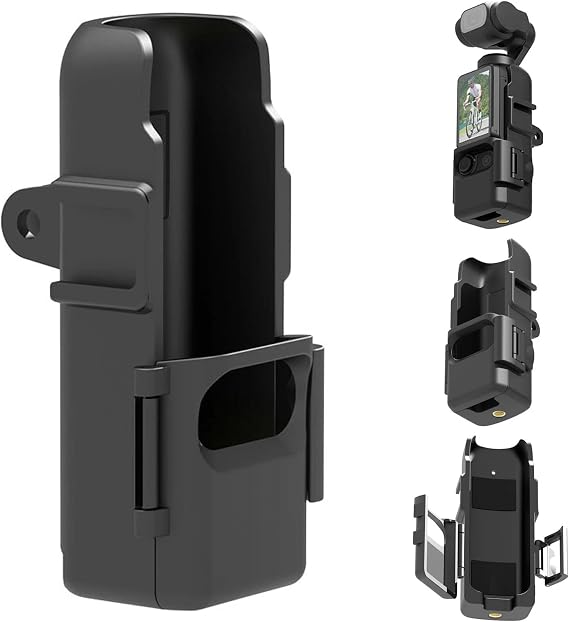 Coverzone DJI Osmo Pocket 3 ile Uyumlu Koruyucu Çerçeve Frame Cage, 1/4" Vida Yuvalı ABS Kamera Kafesi, Çift Cold Shoe Montajlı Aksesuar Bağlantı Aparatı, Siyah