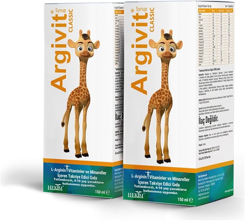 Argivit Classic Syrup 150 ml, 2 Adet, L-Arginin, Vitaminler ve Mineraller