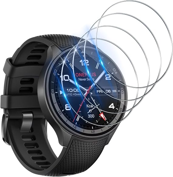 Screen Protector Compatible with OnePlus Watch 2R [4 Pieces], Tempered Glass Protective Film [No Bubbles] [Anti-scratch] HD 9H Transparent Tempered Glass Saver