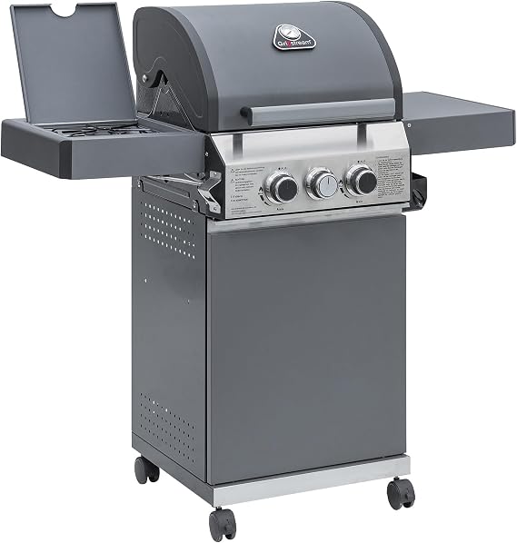 Grillstream Classic 2 Burner Hybrid Barbecue with Side Burner, Matt Grey