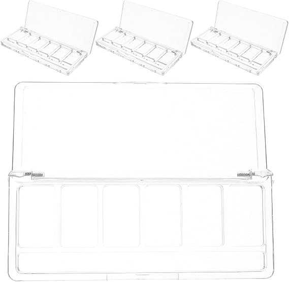 4Pcs Empty Makeup Palette with 6 Grid Plastic Organizer, Refillable Eyeshadow and Blush Container for Cosmetic Storage and Portable Use