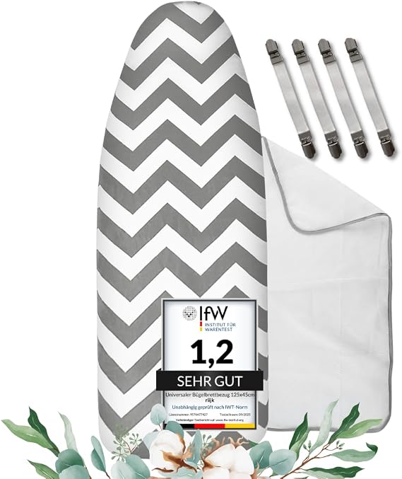 Universal Ironing Board Cover up to 125 x 45 cm Extra Thick Cotton Ironing Pad Set Including Ironing Aid Tensioner Ironing Blanket Ironing Board Cover 120 x 40 cm for Steam Irons