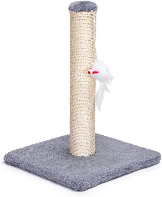 Nobleza - Cat Scratching Post Small Cat Activity Center Kitty Climbing Tree with sisal Kitten Play Tower with Hanging Toys, Grey, 25 * 25 * 35cm