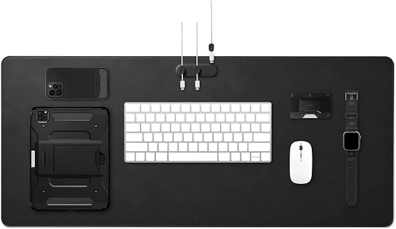 Spigen Regnum Büyük Boy 90x40cm Mouse Pad Vegan Deri + Kablo Düzenleyici LD302M Black - APP05267