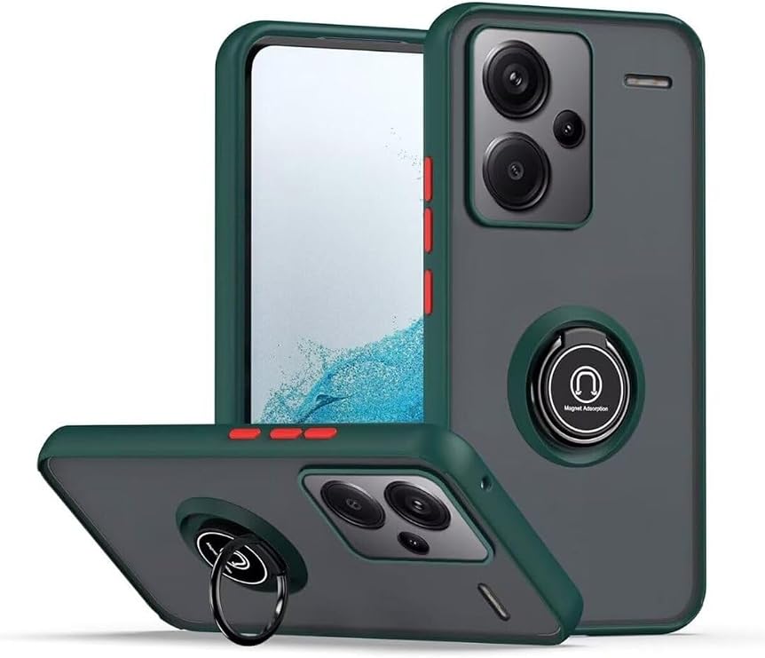 CONSTRAIN - Redmi Note 13 Pro Plus 5G ile uyumlu Kılıf Standlı Kamera Korumalı Kenarları Renkli Yüzüklü Sert Kapak - Yeşil