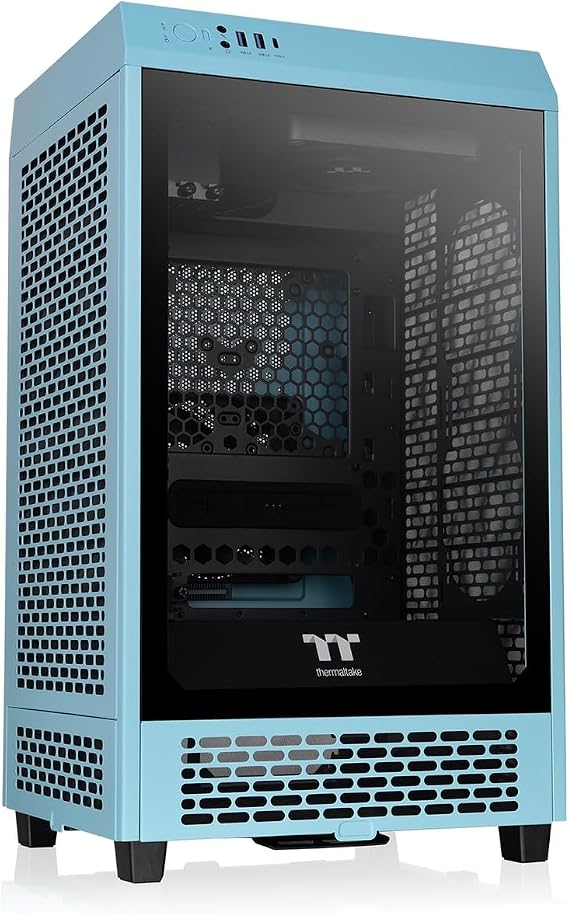 Thermaltake The Tower 200 Turquoise Large Graphic Card Vertical Support Mini Tower Mini-ITX PC Case CA-1X9-00SBWN-00 CS8767