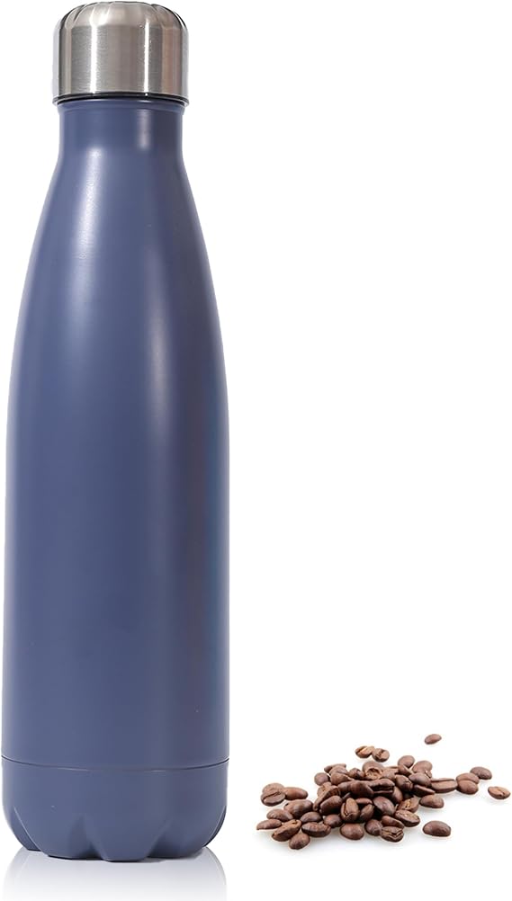 Insulated Water Bottle, 500ml Stainless Steel Thermal Flask, Vacuum Insulated Flask for Hot & Cold Drinks, Leak-Proof Thermal Metal Drinking Water Bottles for Kids, Gym, Sports, Travel (Blue)