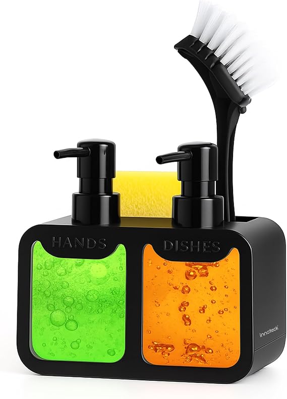 Innoteck Kitchen Soap Dispenser Set, Dual Pump Sink Organiser, 2 x 350ml