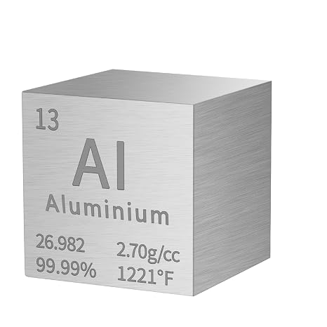 Aluminium Cube Metal Density Cubes Pure Metal High Density Element Cube for Element Collections Lab Experiment Periodic Table Collection DIY Teacher Science Creative Gift（Aluminium，1 Inch）
