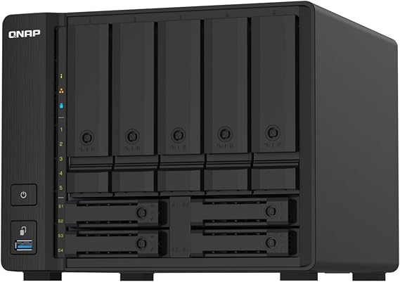 QNAP TS-932PX equipped with 2.5GbE and 10GbE SFP+ ports, QTS equipped, SMB oriented with 5 3.5" and 4 2.5" bays, NAS