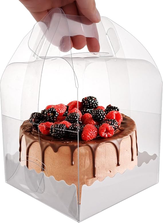 ASelected 10Pcs Clear Cake Boxes, Plastic Cake Boxes 4Inch, Cake Holder Square Gift Box Cupcake Display Box Carrier Cake Container for Candy Chocolate Dessert At Birthday, Parties and Wedding