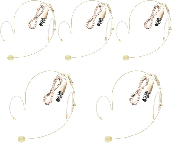 5 Pack Double Earset Headset Microphone Mini XLR 3 Pin TA3F Plug Headworn Over Ear Hanging Condenser Mic for AKG Samson Headset Microphone