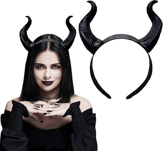 Halloween Devil Horns Headband Black Horns Demon Hairband for Costume Dress Up Party Hair Accessories Hairdress Photo Props Men Women