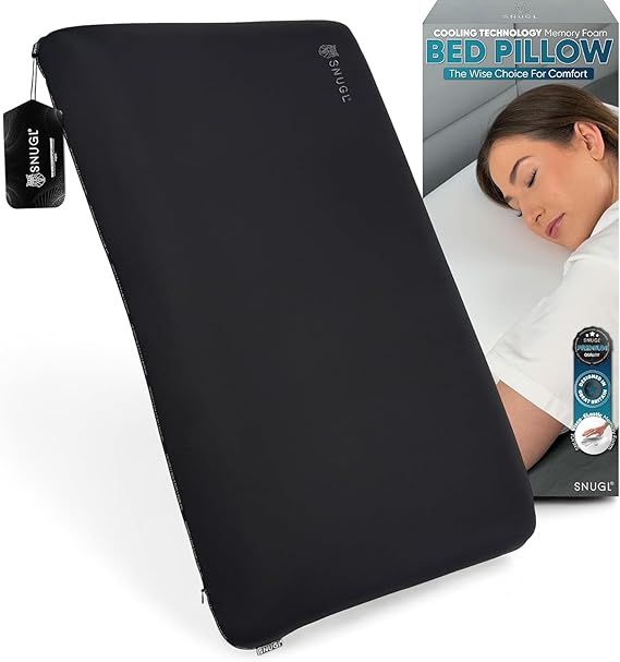 SNUGL Cooling Memory Foam Pillow – Orthopedic Side Sleeper Pillows for Neck, Back & Shoulder Support, Firm Ergonomic Design for Cervical Alignment and Pain Relief, Hypoallergic (Medium Black)