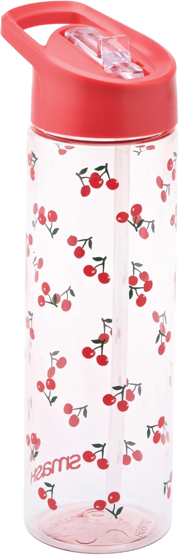 Smash Cherry Water Bottle with Straw 700ml, Red