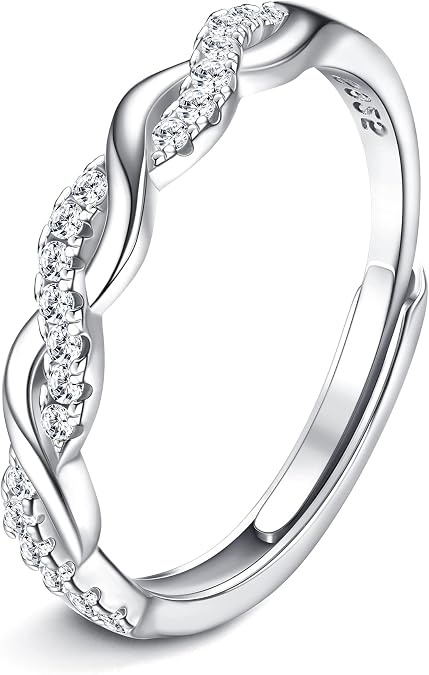 JeweBella Adjustable 925 Sterling Silver Rings for Women Engagement Rings