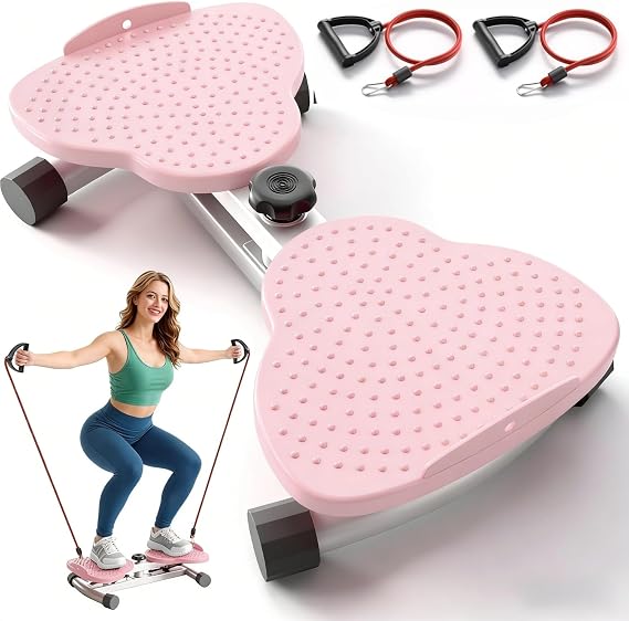 Waist Twister Board, Ab Twister Board with 2 Resistance Ropes for Slim Waist and Core Ab Exercise, Max 120KG, Balance Training, Foot Massage, Noiseless Home Pilates Gym Exercise Equipment