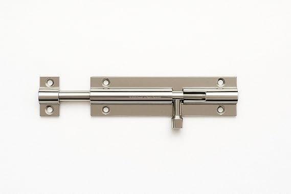 Pirinç Sürgülü Kapı Kilidi, 10 cm, Yüksek Kalite, Şık Tasarım, Dayanıklı, Kapı Sürgüsü, 6 Vida Dahil, Güvenli, Emniyet Kilidi (Krom)