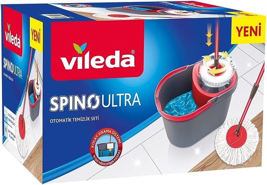 Vileda 170644 Spino Ultra Cleaning Set, Black/Red