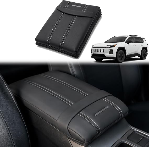 センターコンソールカバー、トヨタRav4 2026アクセサリーXA60用、レザーアームレストカバーセンターコンソール蓋カバークッションプロテクター 2026トヨタRav4アクセサリー用