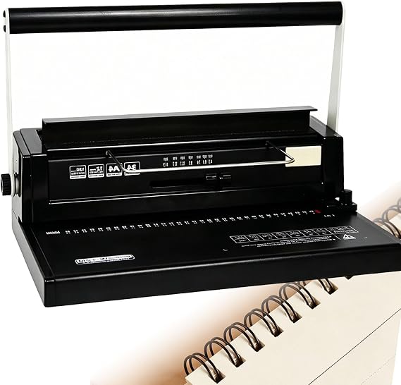 Manual Wire Binding Machine, 34 Hole Punch for Double Coil & Ring Binding with 12-Sheet Punch Capacity, 120-Sheet Binding, for Office School