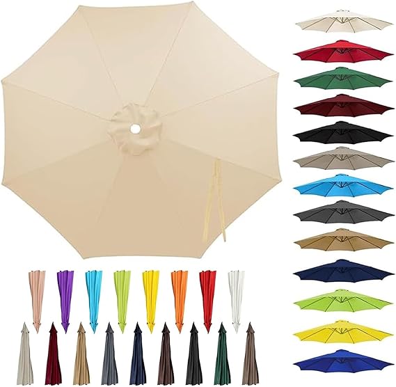 Replacement Parasol Canopy, Garden Parasol Covers, 6 Arms/8 Arms Replacement Umbrella Top Fabric cover, Sun Parasol Umbrella Canopy Replacement Outdoor, Patio Umbrella Canopy Beige