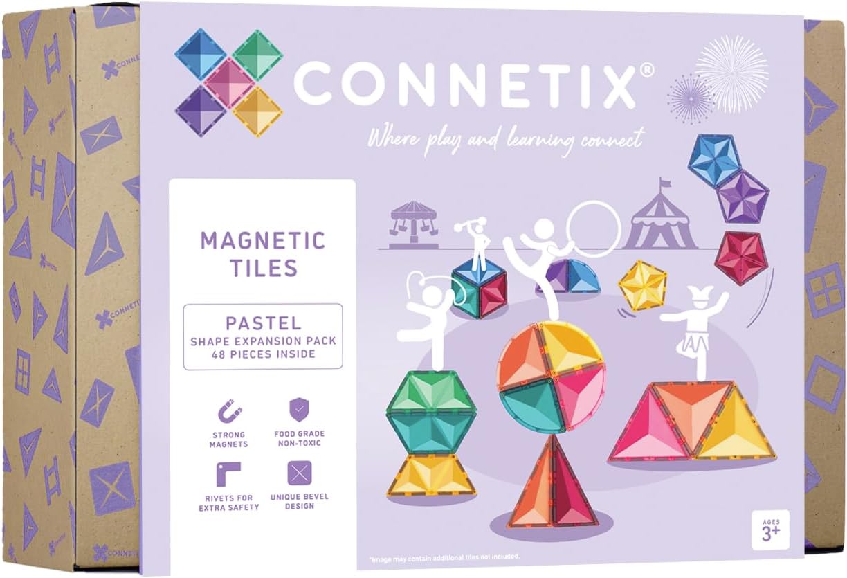 Connetix Pastel Shape Expansion Pack, 48 Pieces