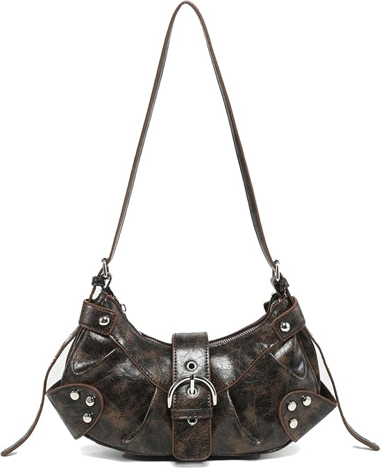 Women's Y2K Purse Shoulder Bag Top Handle Handbag Small Punk Hobo Clutch Purses Bags Trendy