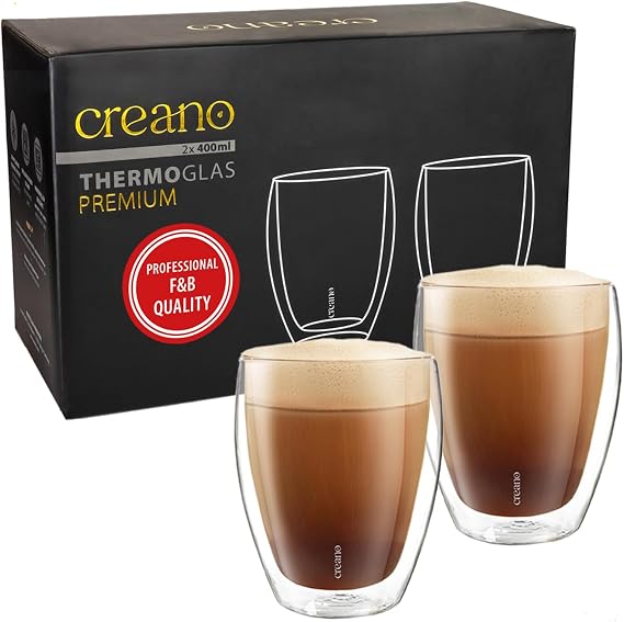 Creano Premium Double-Walled Drinking Glasses 400 ml – Set of 2