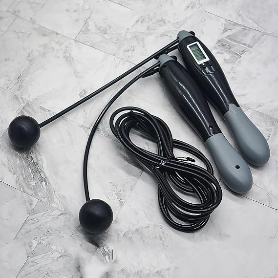 Jump Rope with Counter,Ropeless Skipping Rope for Fitness,Adjustable Weighted Cordless Jumping Rope Training For Indoor And Outdoor,Black