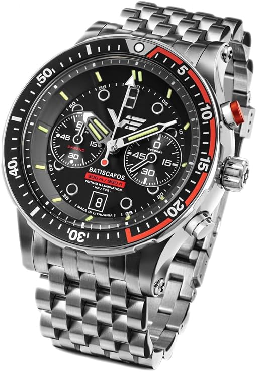 Vostok Europe Batiscafos 511A771-B Men's Chronograph with Stainless Steel Link Strap
