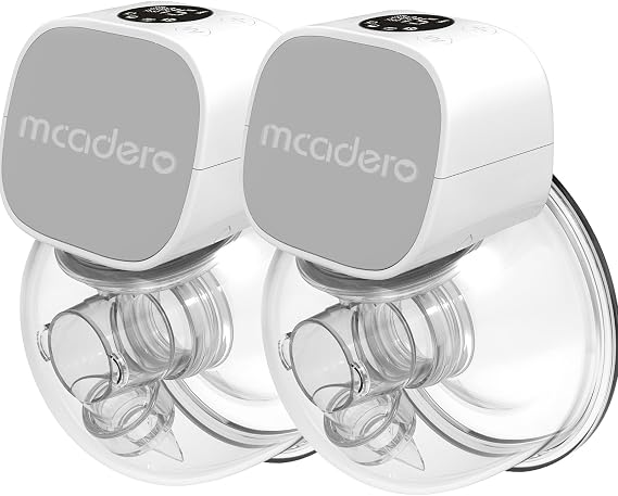 M5 Electric Breast Pump - Wearable Hands-Free Pump with LED Display - 4 Modes & 12 Levels - Portable & Wireless - Soft Double-Sealed Flange - Smart Display - 2 Pack - Elegant Gray