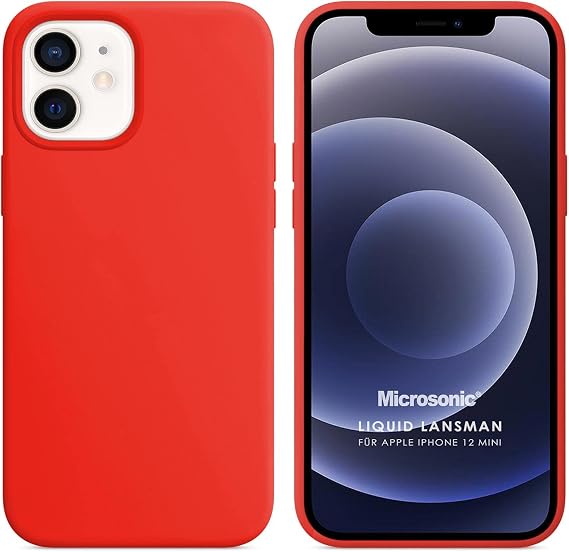 Microsonic Apple iPhone 12 Mini için Kılıf Liquid Lansman Silikon Kırmızı [iPhone 12 Mini ile Uyumlu Kılıf - Kırmızı]
