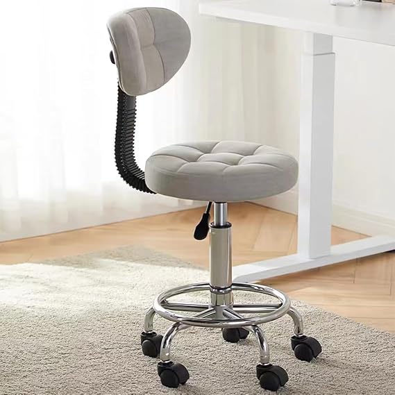 Office Drafting Chair with Back Support and Footrest Multi-Purpose Office Desk Chair,Home Chair Thick Seat Cushion for Home Bar Kitchen Shop(Grey)