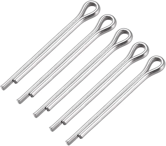 sourcing map Split Cotter Pin - 4mm x 35mm 304 Stainless Steel 2-Prongs Silver Tone Fastener Clip Key 5Pcs