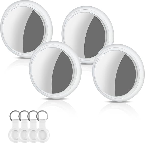 4 Pack Air Tracker Tags, Item Finder Works with Find My App (iOS Only),White Tracker with Silicone Protective Cover Pet Smart Tag for Keys,Wallets,Purse,Suitcase