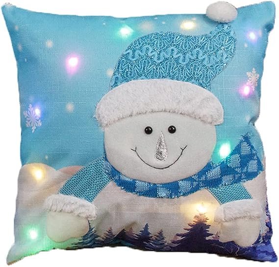 Morain Plain Linen Cotton Pillow Cover With LED Light Yellow Beige Home Decor Cushion Cover Pillow Case Sofa Throw Pillowcase Cushion Case Pillowcase