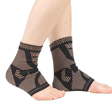 Copper Compression Sleeve Ankle Support Brace for Men & Women | Compression Ankle Support Foot Socks | Ankle Support Strap for Pain Relief, Arthritis, Running, Swelling, Plantar Fasciitis, Sports (S)