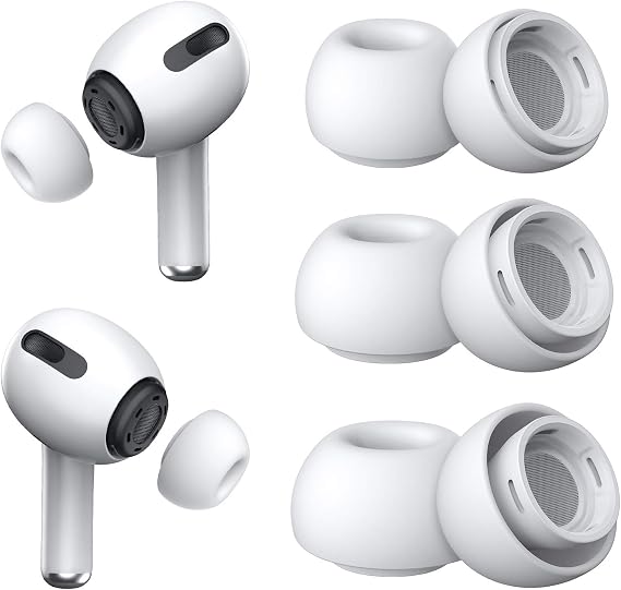 [3 Çift] Yedek Kulaklık Uçları - AirPods Pro 1. ve 2. Nesil İle Uyumlu, Gürültü Azaltma Delikli, AirPods Pro İçin Silikon Kulaklık Uçları, Taşınabilir Saklama Kutusu ve Şarj Kasesine Uygun (S/M/L)