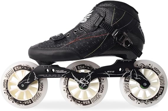 Speed Inline Skates, Professional Carbon Outdoor Roller Skates For Unisex, With 110mm Wheels, Rollerskates For Men Women Adult, For Park Road Street Slalom(34,3-Wheel Black)