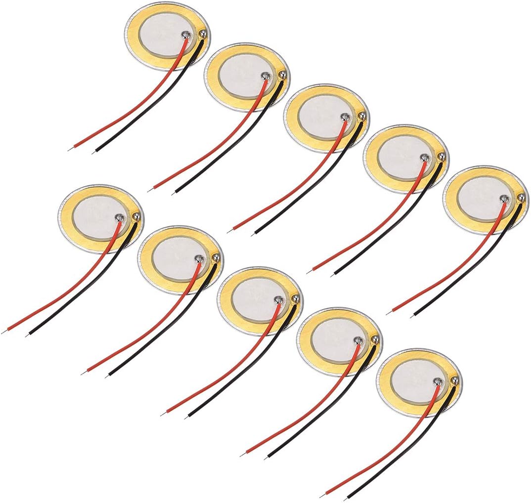 sourcing map 10Pcs Piezo Discs 27mm Acoustic Pickup Transducer Microphone Trigger Buzzer CBG Guitar