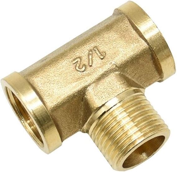 caihv-Pipe Interface 1pcs Male 1/2" BSP Thread Tee Connector, Female T Type 3 Way Brass Pipe Fitting Coupler Connector, Garden Water Tube Connector Adapter (Color : B)