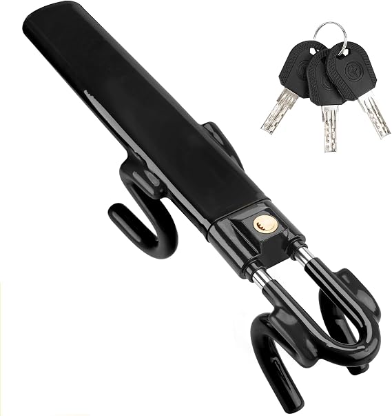 Tevlaphee Steering Wheel Lock Twin Bar, Steering Lock, Car Steering Wheel Locks, Car Lock Anti-Theft Device, High Visibility, Heavy Duty, Universal Fit, Adjustable Length,3 Keys(Black)