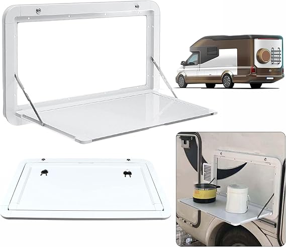 Karavan için bu katlanabilir duvara monte çalışma masası - Karavan için katlanır masa, dış yemek masası ve iş istasyonu, yerden tasarruf sağlayan tasarım römork ve karavan için damla yapraklı