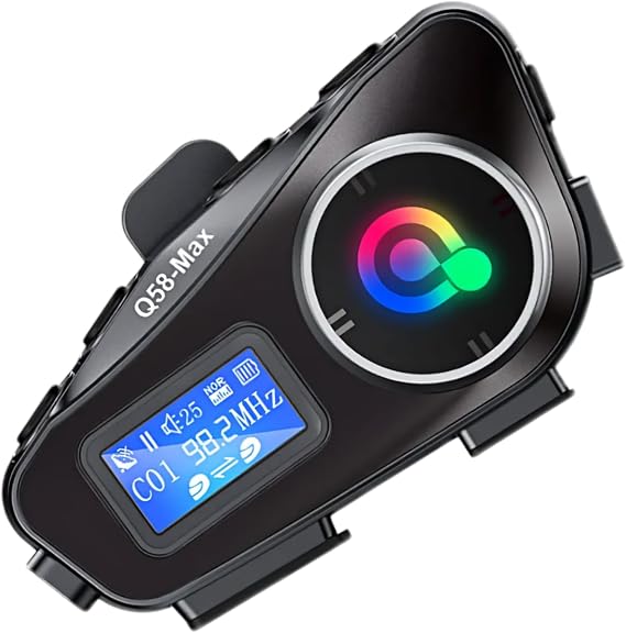 Q58 Max Motorcycle Helmet Intercom, LCD Screen, FM Radio, 500 Meters Range, Bluetooth Communication System