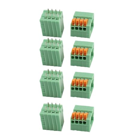 sourcingmap 8Pcs KF141V 8P 2.54mm Pitch Spring Type PCB Terminal Blocks Connector Green