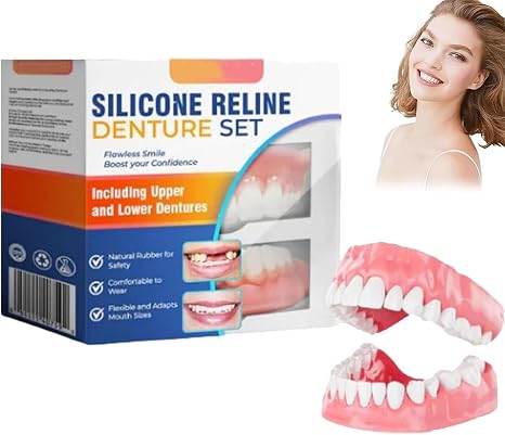 Luhaka Silicone Reline Denture Set, Bikenda Silicone Reline Denture Set, Soft Silicone Denture Reline Kit, Silicone Soft Dentures Repair, Denture Silicone Reline Kit for Men & Women (1Pcs)