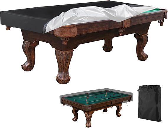 7/8/9FT Billiard Pool Table Cover,Outdoor Indoor Waterproof Scratched Billiard Table Covers with 210D Oxford for Snooker/Tennis/Air Hockey/Dining Tables Protect Dust Spills Pet Fur,8FT:245x140x20cm