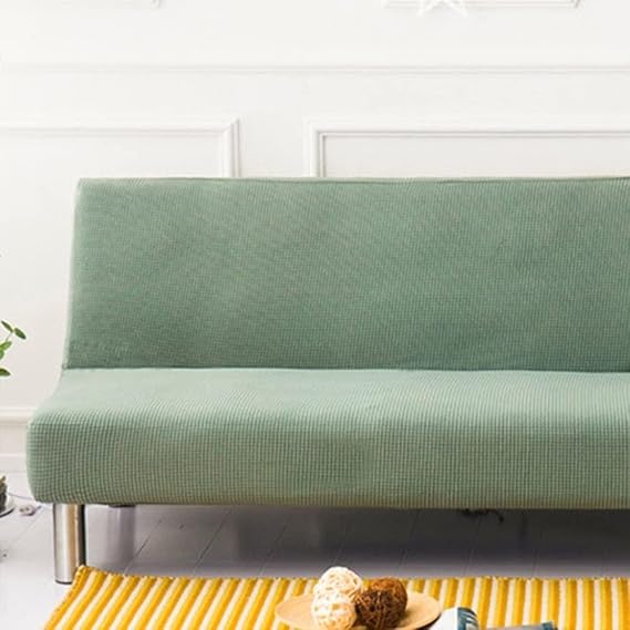 Solid Color 2/3 Seater Stretch Sofa Cover Without Armrests, Stain Resistant Sofa Bed Slipcover Washable Non-Slip Foldable Click Clack Sofa Cover(Verde Chiaro,160-190cm)