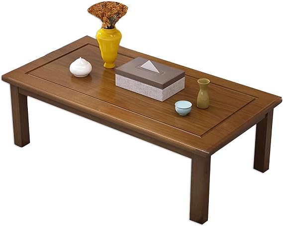 Solid Wood Coffee Table, Farmhouse Rustic Rectangular Center Table for Living Room Retro Vintage Dining Side End Table,Old Style(Brown,120cm)